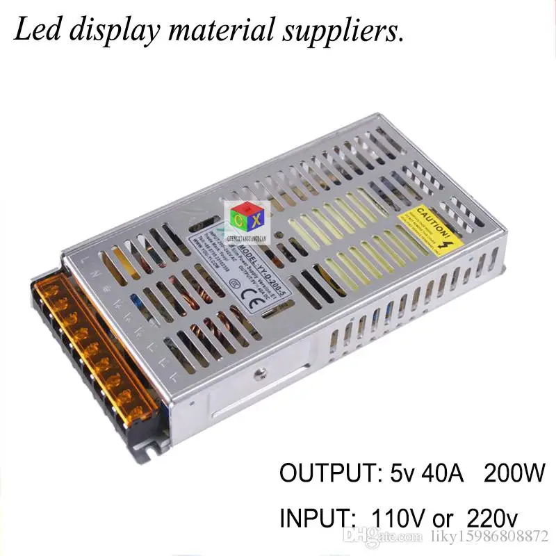 CE certification ultra-thin LED display power YY-D-200-5 switchable input voltage 220v/110v stable operation output  5V40A