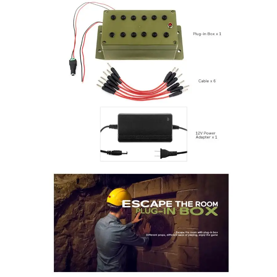 

Escape Room Prop Takagism Game Props Plug in box all Wires are Inserted into the right sockets to unlock