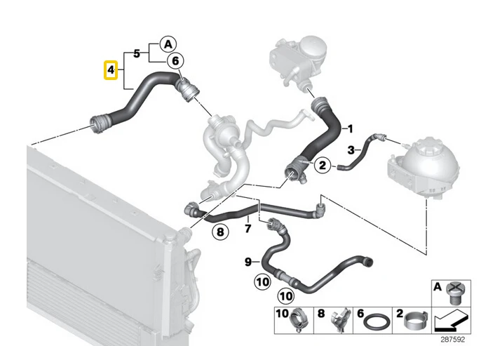 Radiator Coolant Hose Pipe for BMW F20 F21 F30 F31 125i 320i 320iX 328i 328iX 17127596838