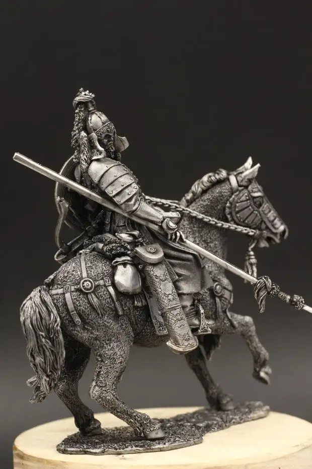 Exquisite Mongolian Imperial Cavalry 1/24 Tin Metal Ancient Soldier Model Miniature Figurines Home Decoration Accessories 14cm