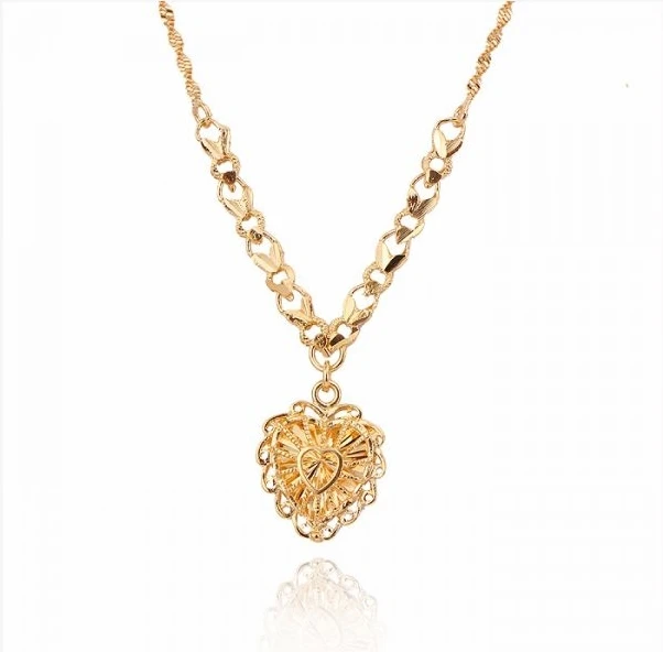 MxGxFam (470*2mm)Fashion 18 yellow Gold Color Heart Necklaces Women For Free Shpping. Made by Environmental Copper