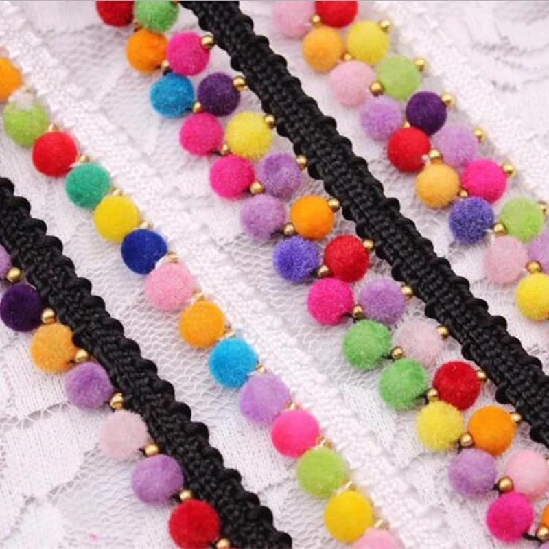 Sewing Accessories Pompom Trim Pom Decoration Tassel Ball Fringe Ribbon DIY Material Apparel