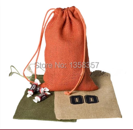 

100pcs/lot wholesale jute/linen/flax drawstring gift bags for toiletry/dry cargo packaging,Size be customized,Various colors