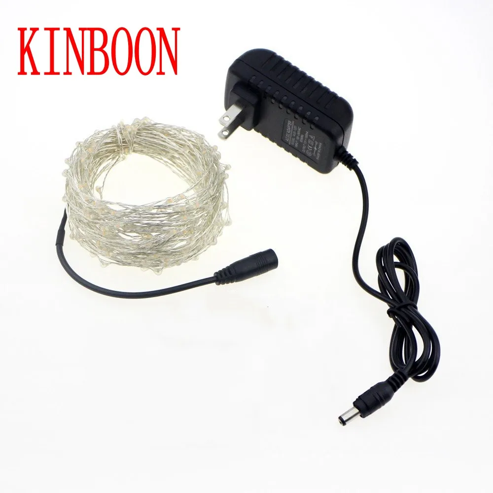 20M/30M Led string Waterproof Flexible Silver Copper Wire for Christmas Party Decoration Patio Outdoor Garden with DC12V Adapter