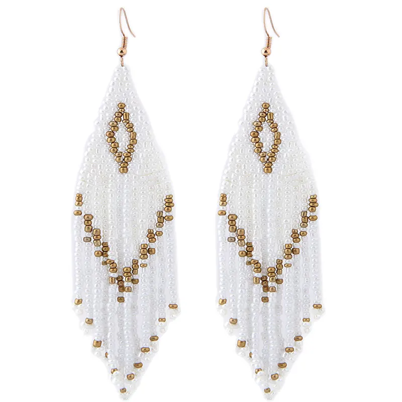 VWKTUUN Bohemian Handmade Beaded Long Tassel Earrings For Women Multicolor Beads Earing Statement Dangle Earrings Ethnic Jewelry