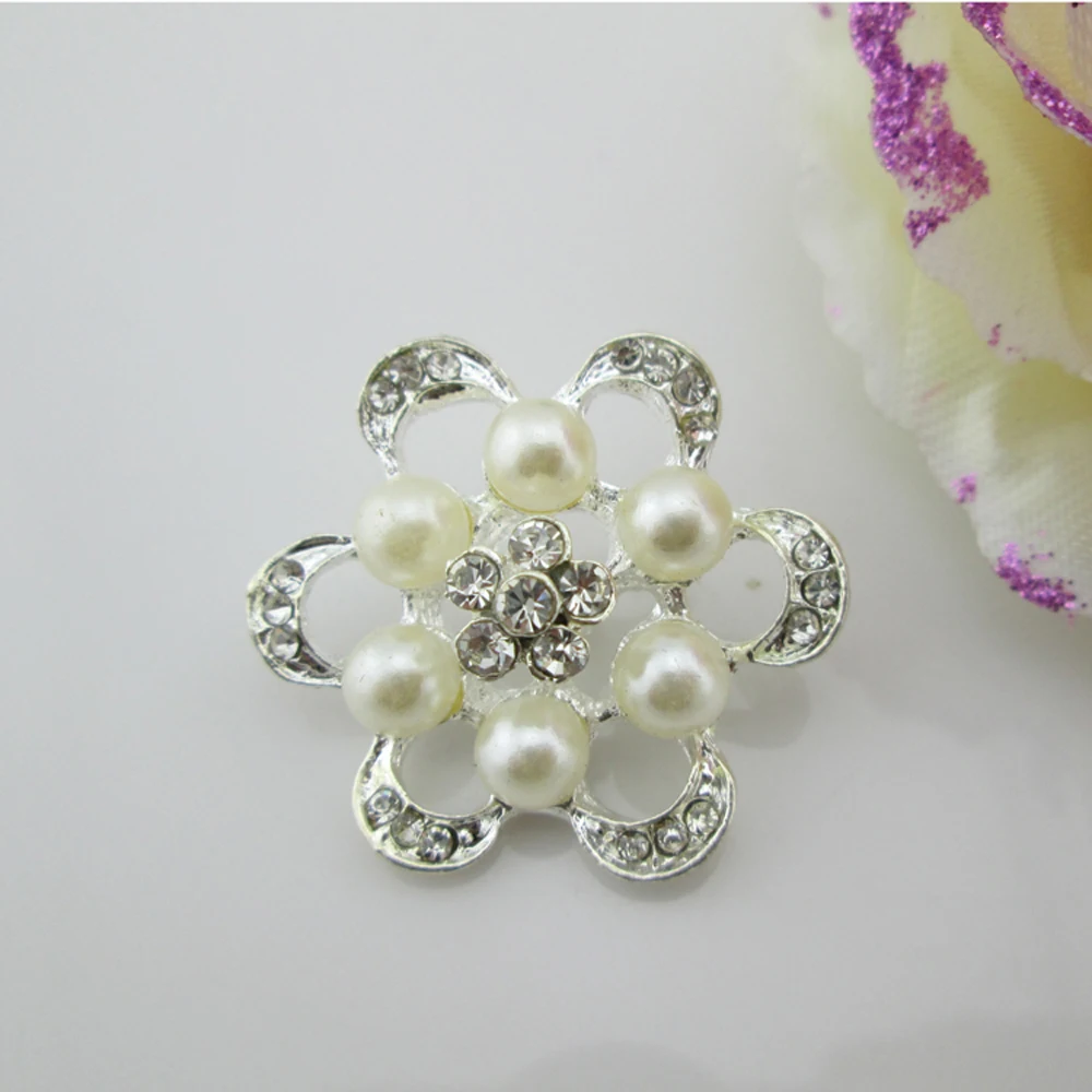 5pcs Gorgeous Flower Rhinestone ShankButtons Clothing Accessories Decor 30mm