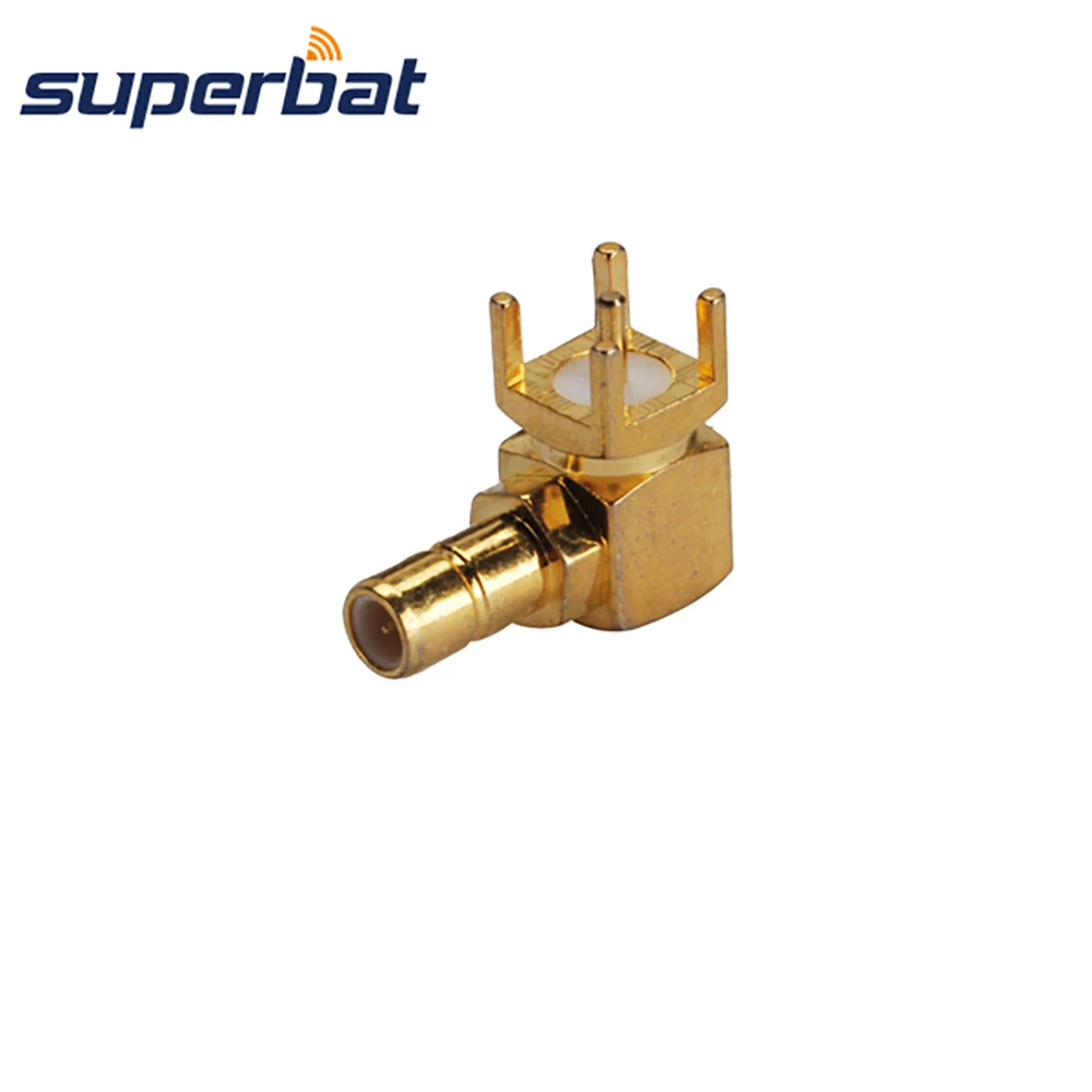 Superbat SMB Nam PCB Thru Lỗ Góc Goldplated RF Đồng Trục Cổng Kết Nối