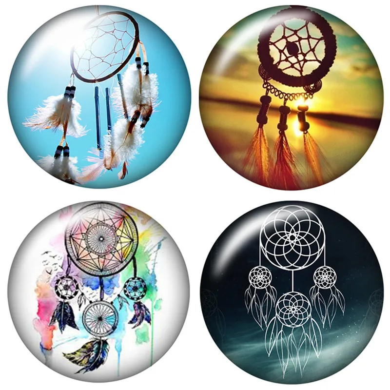 

Fashion beauty Dreamcatcher 10pcs mixed 12mm/18mm Round photo glass cabochon snap buttons for snap jewelry wholesale ZB0460