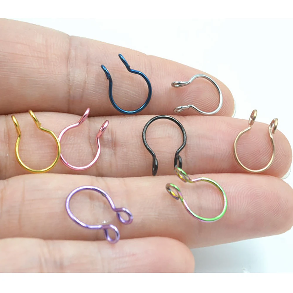 TIANCIFBYJS 2pcs U Shaped Fake Nose Ring Hoop Septum Rings Stainless Steel Nose Piercing Fake Piercing Oreja Pircing Jewelry