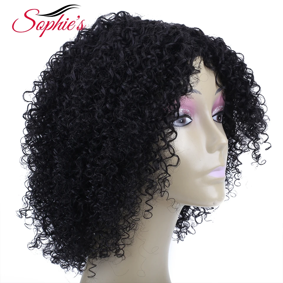 Sophie's Short Human Hair Wigs For Black Women Jerry Curl Human Hair Wigs Non Remy Brazilian Hair Jerry Wigs For 10 Inch Wig