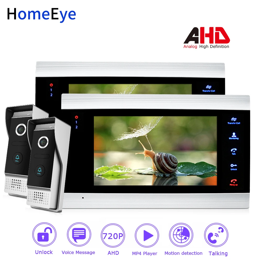 

Видеодомофон HomeEye 720P AHD с широким углом обзора и функцией обнаружения движения