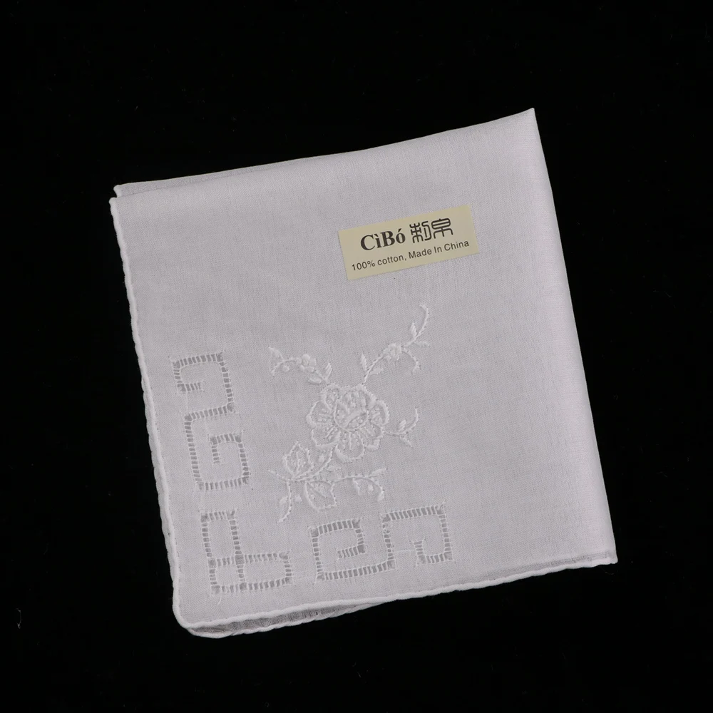 S012 :  1 piece Hand-made hand embroidery  handkie  Drawnwork White Cotton  handkerchief