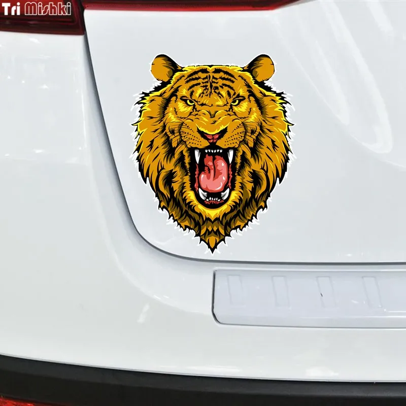 Tri Mishki WCS078 13*16cm Angry lion head car sticker funny colorful car stickers auto automobile decals