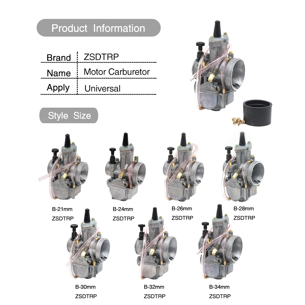 Alconstar- 21 24 26 28 30 32 34 مللي متر دراجة نارية المكربن مع الطاقة النفاثة ل Keihi PWK KOSO OKO 75CC-250CC 2T/4T محرك Carburador