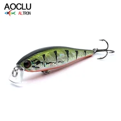 AOCLU-Hard Minnow Lure for Rock, Boat, Sea Bass, Tuna Fishing, 10 # VMC Hook, Rattle Make Noise, Sinking Wobbler, 65mm, 5.5g