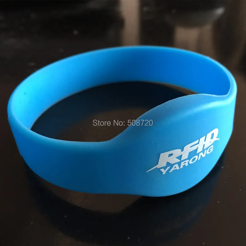 

5 PCS with our logo 13.56MHZ Silicone material 1KB ISO 14443A NFC rfid wristband for access control