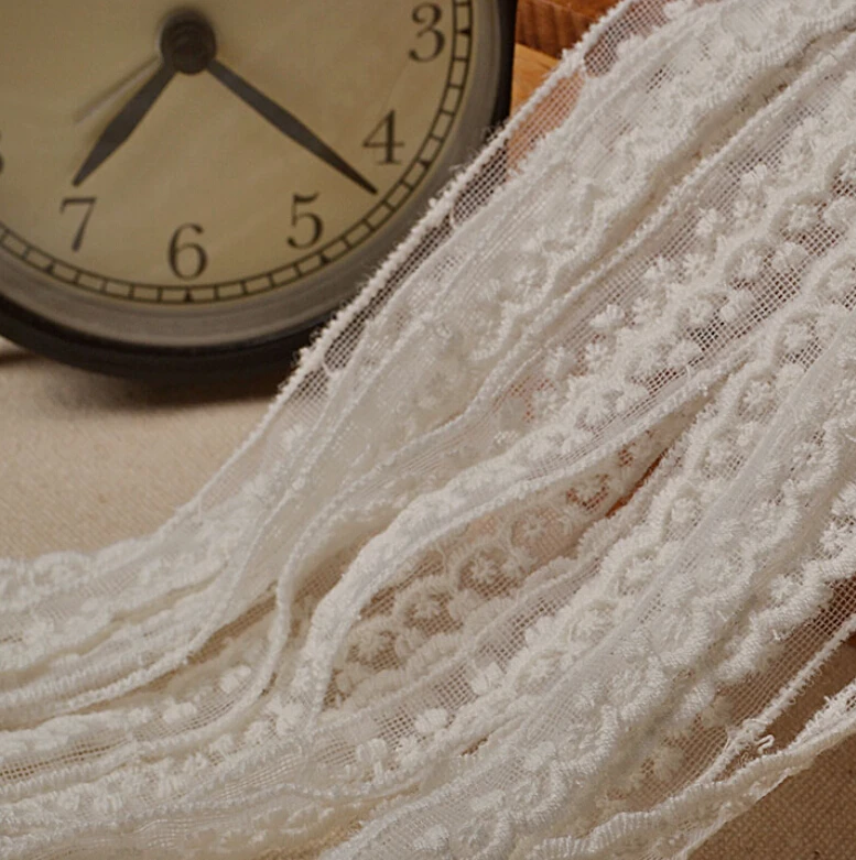 

High quality 20 Yards/lot Width 0.39" 1CM White Organza Embroidered Lace Trim Ribbon Fabric L2Q9