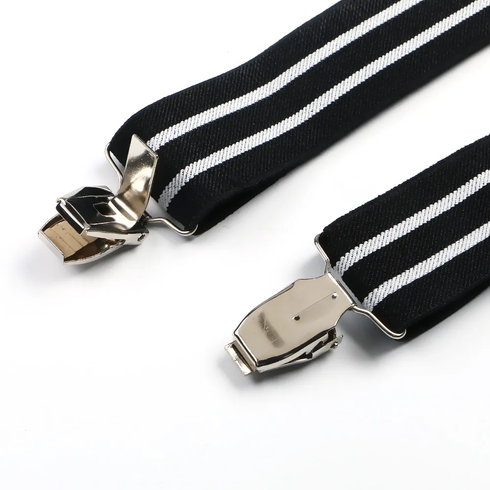 Men\'s Adjustable Clip on Elastic Suspenders Unisex Geometric Pattern Braces 3.5cm Width BD641