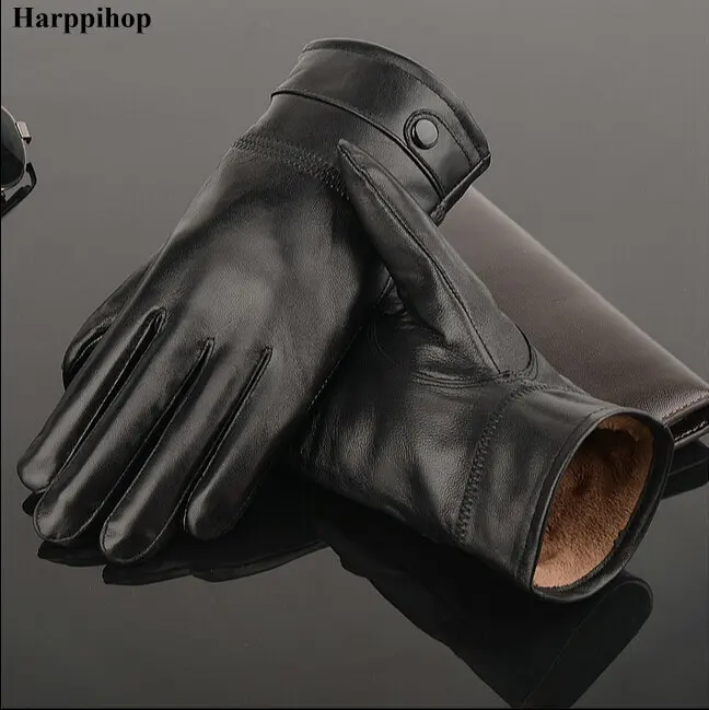 Gants chauds en cuir véritable pour hommes, mitaines de marque, noir, couleur marron, hiver, 2024