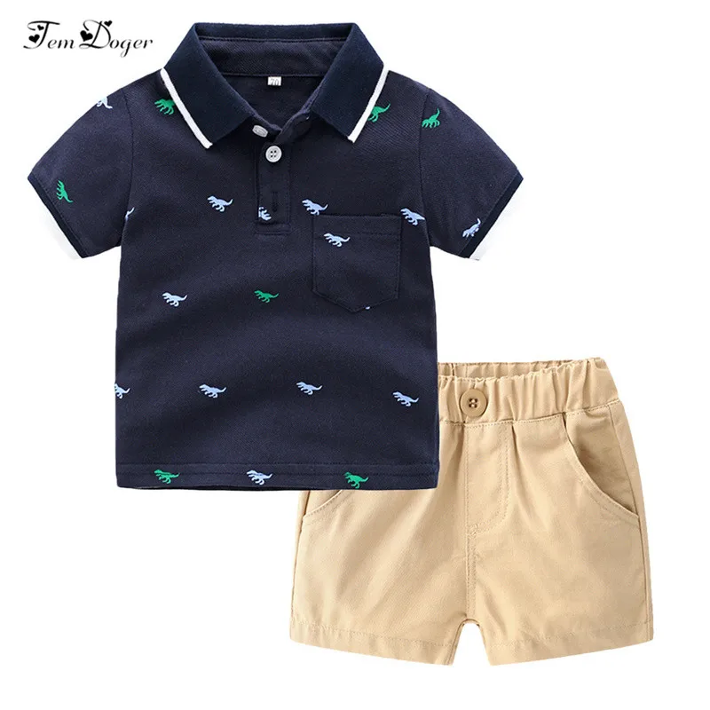 Tem Doger Boy Clothing Sets 2019 Summer Kids Boy Clothes Shorts Sleeve T-shirts+Shorts 2PCS Children Tracksuit Casual Boys Cloth