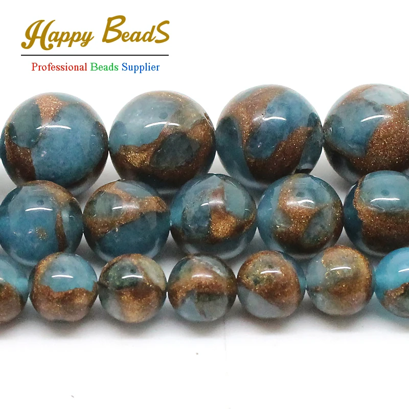 Natural Stone Beads Lake Blue Cloisonne Jaspers Round Loose Spacer Beads 6 8 10 mm 15inches For Jewellery Making Diy Necklace