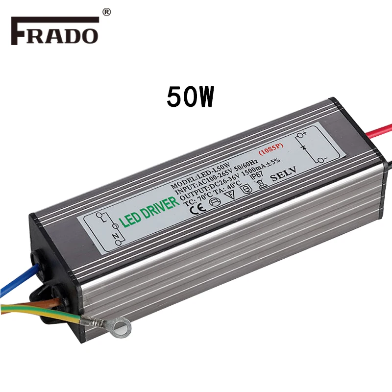 Sterownik LED 10W 20W 30W 50W 70W Konwertuj AC85-265V na DC22-38V Bez migotania Sterownik LED DIY do reflektora światła halogenowego IP67 Wodoodporny