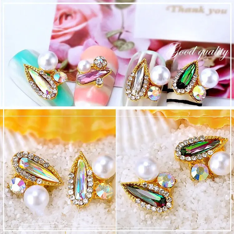 10 pcs latest fashion nail art alloy jewelry long teardrop rhinestone jewelry bridal jewelry nail art decoration nail supplies