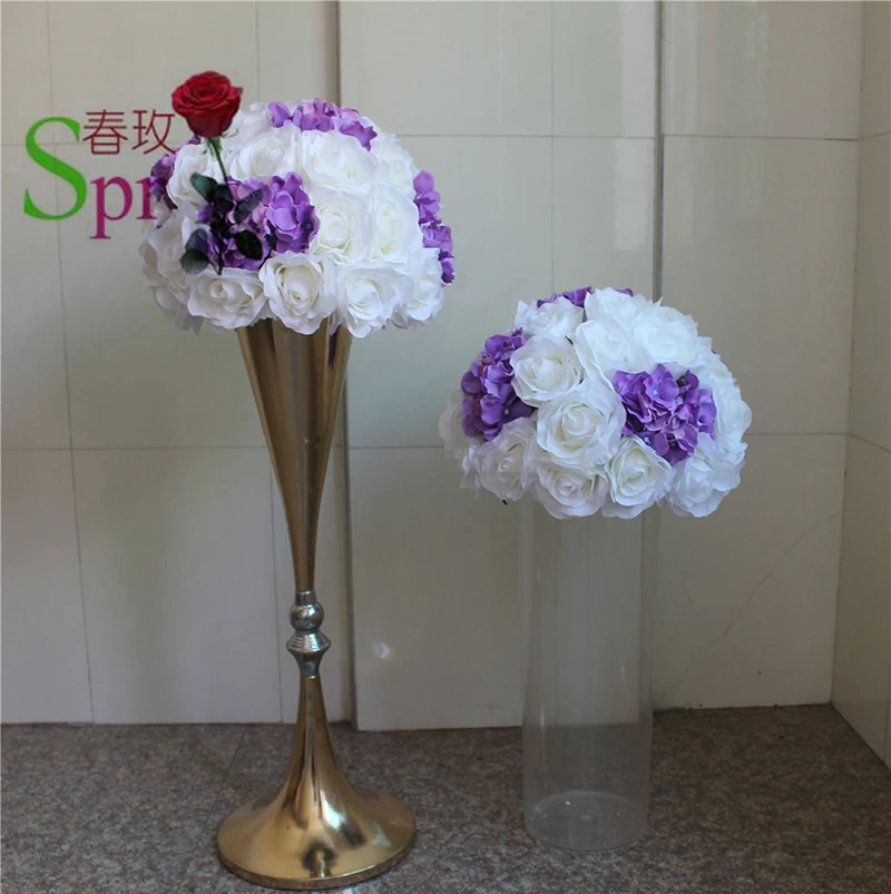 

SPR purple white wedding table centerpiece flower ball party backdrop decoratios flore 10pcs/lot