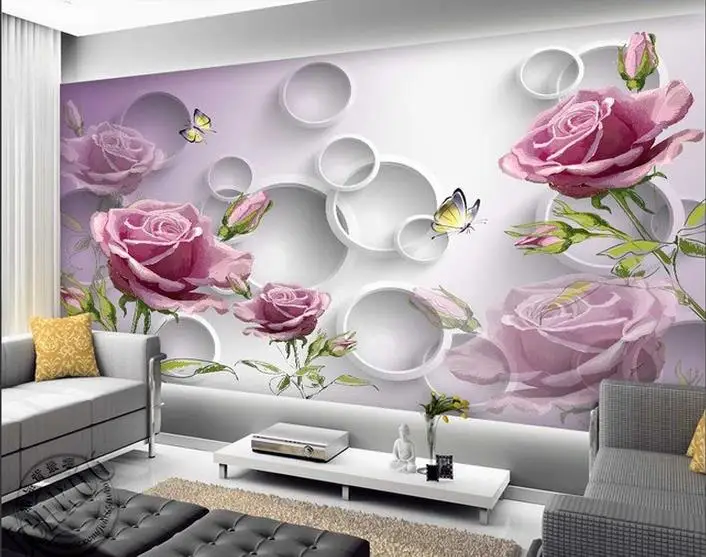 custom 3d wallpaper Pink roses hand-painted flowers simple and stylish backdrop living 3d wallpaper custom wall mural