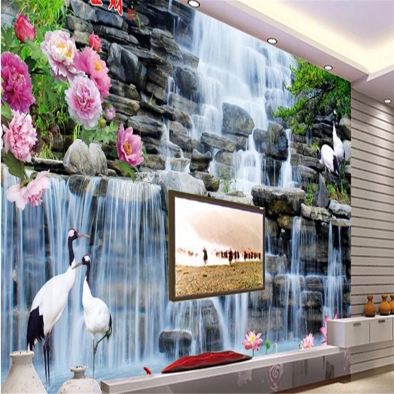 beibehang Custom wallpapers water health financial rockery Xianhe Falls 3D TV background non - woven wall paper papel de pared