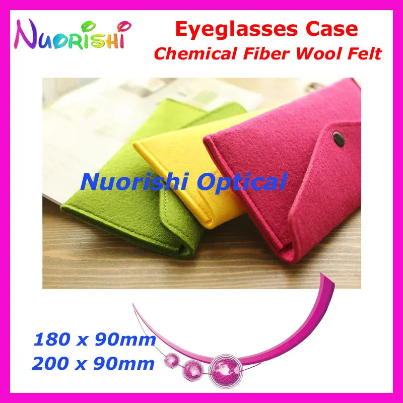 

20pcs 5 Colors Wholesale Chemical Fiber Wool Felt With Push Button Glasses Eyeglass Sunglass Bag Case Pouch WF01 Free Shipping