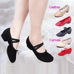 Ballet Shoes With Heels Adult Dance Shoes Women Girls New Leather Latin Dance Shoes Practice Teacher Teaching