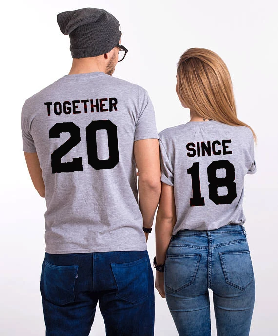 

Together Since Couples T-Shirt Together 20 Since 18 Tumblr Couples Letter t shirt Gifr of her Wedding couple tops popular tee