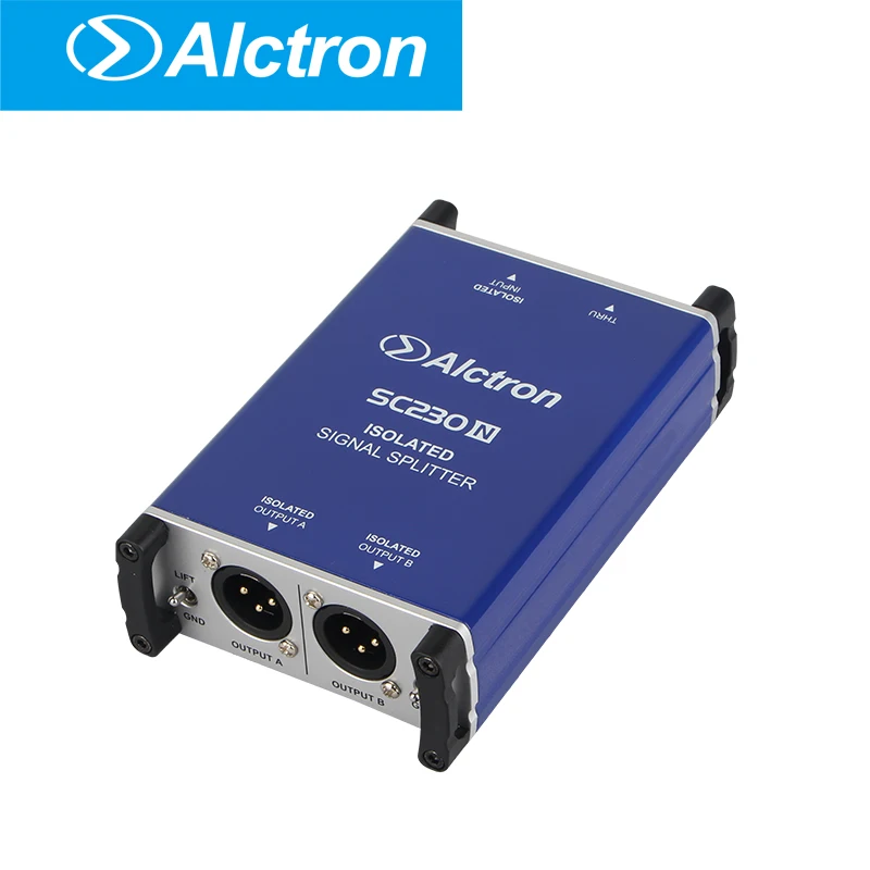 Alctron SC230N isolated signal splitter used in stage performance, high quality metal housing and rubber protector