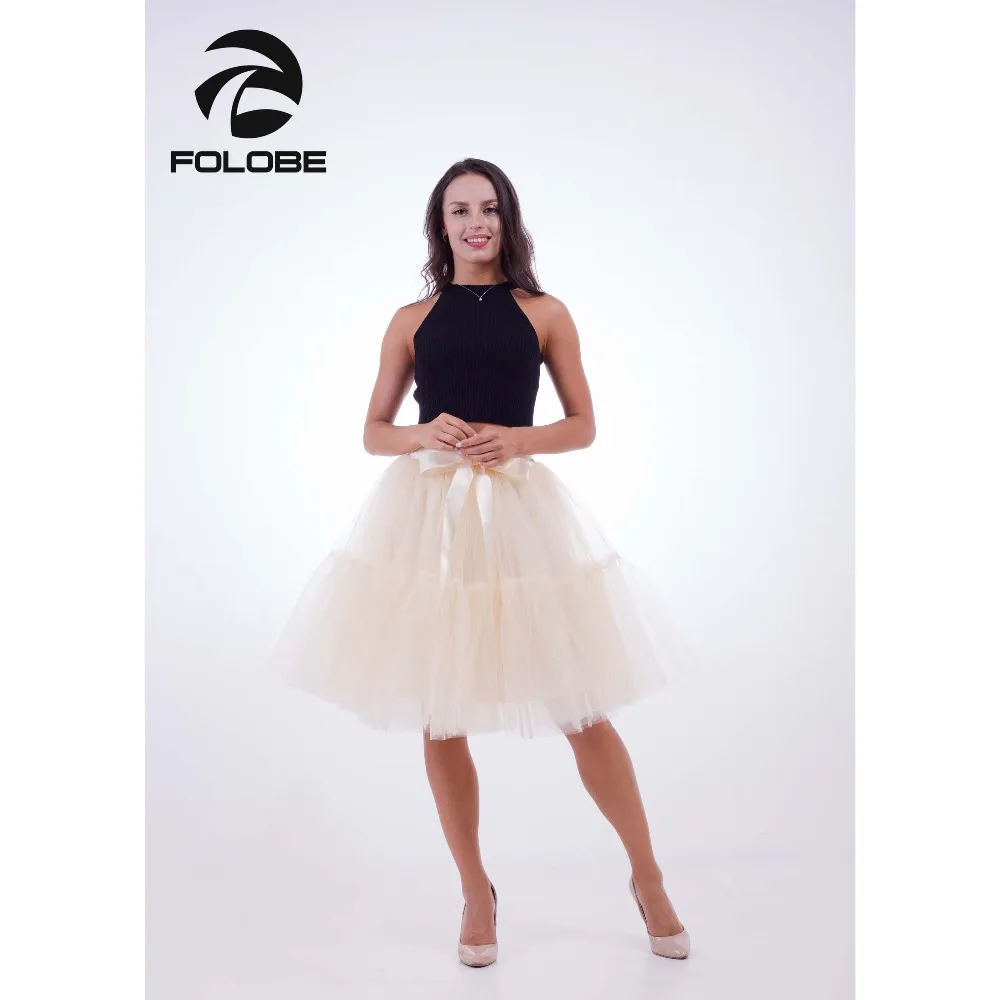 

FOLOBE Ivory Women Ballet Dance Tutu Tulle Skirts Womens Pleated Lolita Petticoat faldas mujer saias Jupe