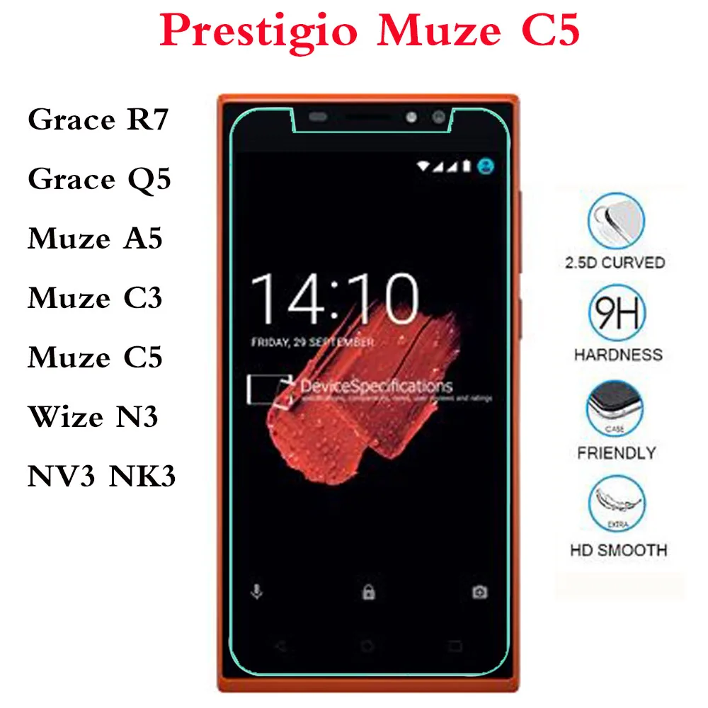 Tempered Glass For Prestigio Grace Q5 Screen Protector Film For Prestigio Muze A5 C3 C5 Wize N3 NV3 NK3