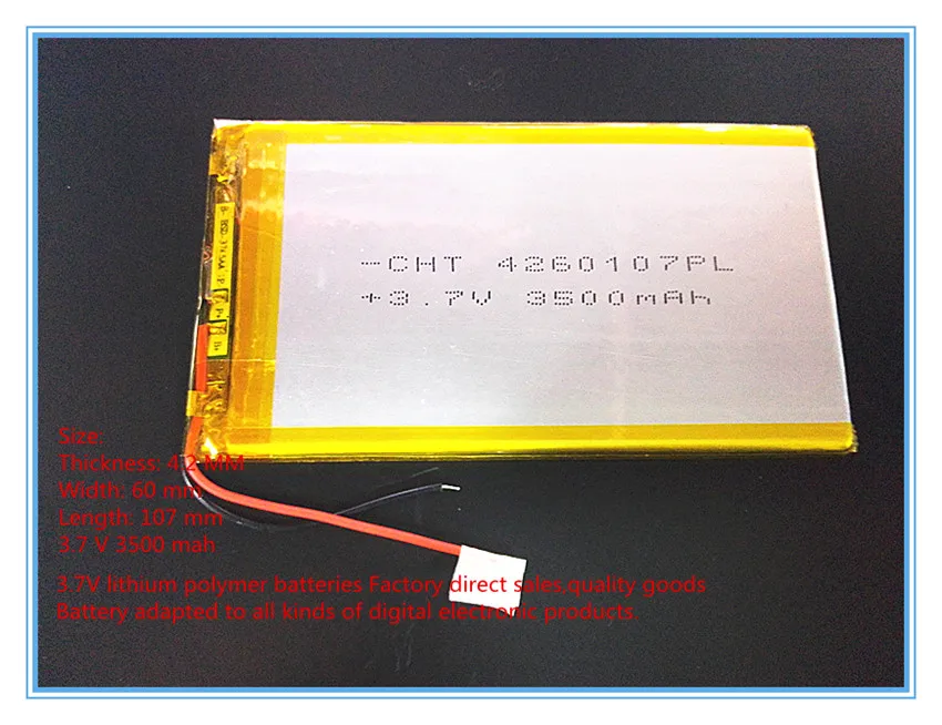 3.7 V lithium polymer batteries, 4060105, 4260107, 3500 mah applicable tablet rechargeable batteries