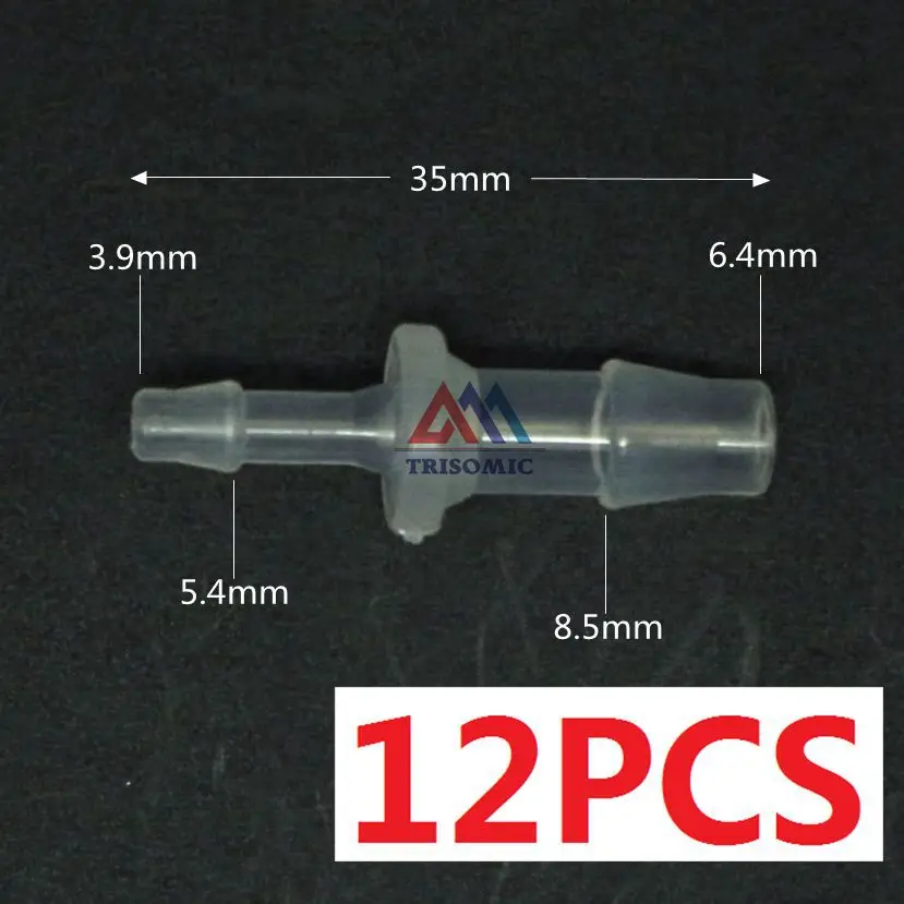 

12 pieces 6.4mm*3.9mm Straight Reducing Connector Plastic Fitting Barbed Reducing Connector