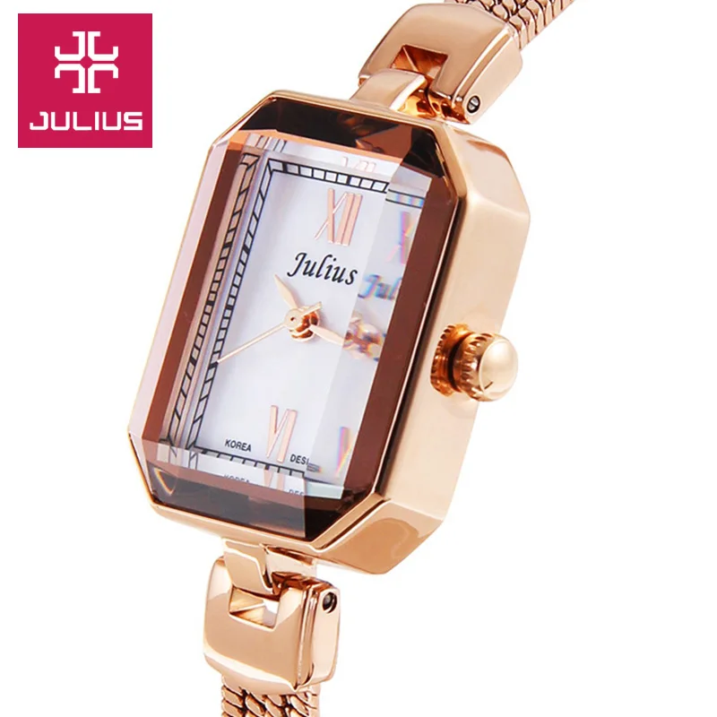 Julius Women\'s Watch Japan Quartz Hours Fine Fashion Snake Chain Bracelet Band Clock Rectangle Shell Girl\'s Gift No Box