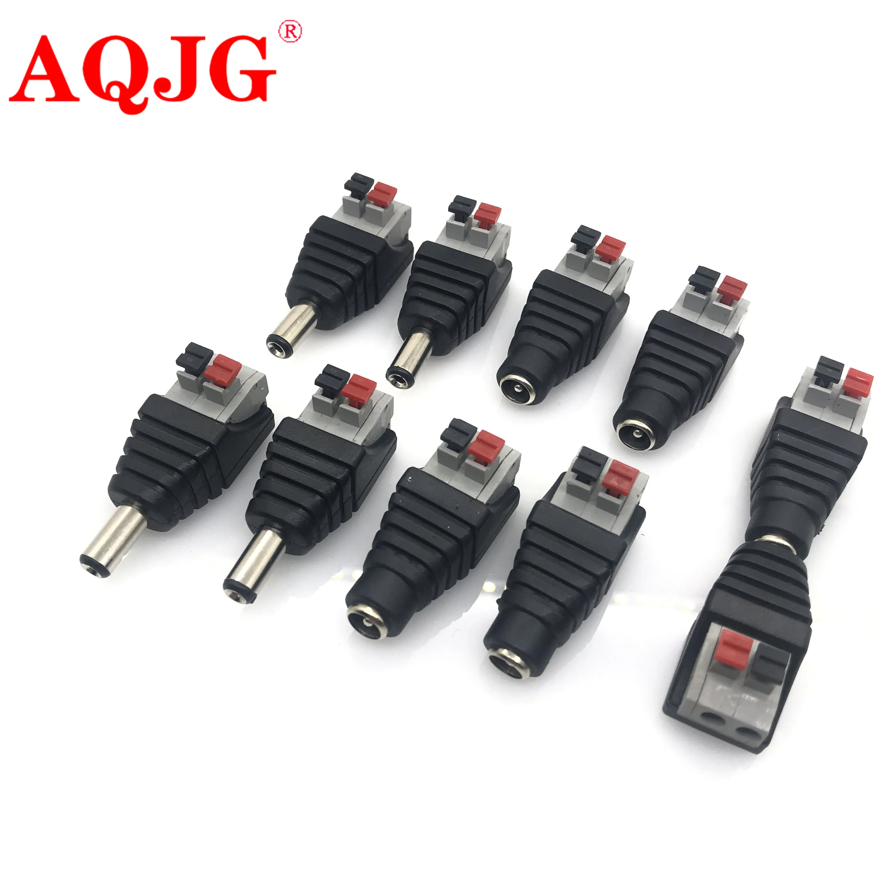 5pcs DC Male +5 pcs DC Female connector 2.1*5.5mm DC Power Jack Adapter Plug Connector for 3528/5050/5730 single color led strip