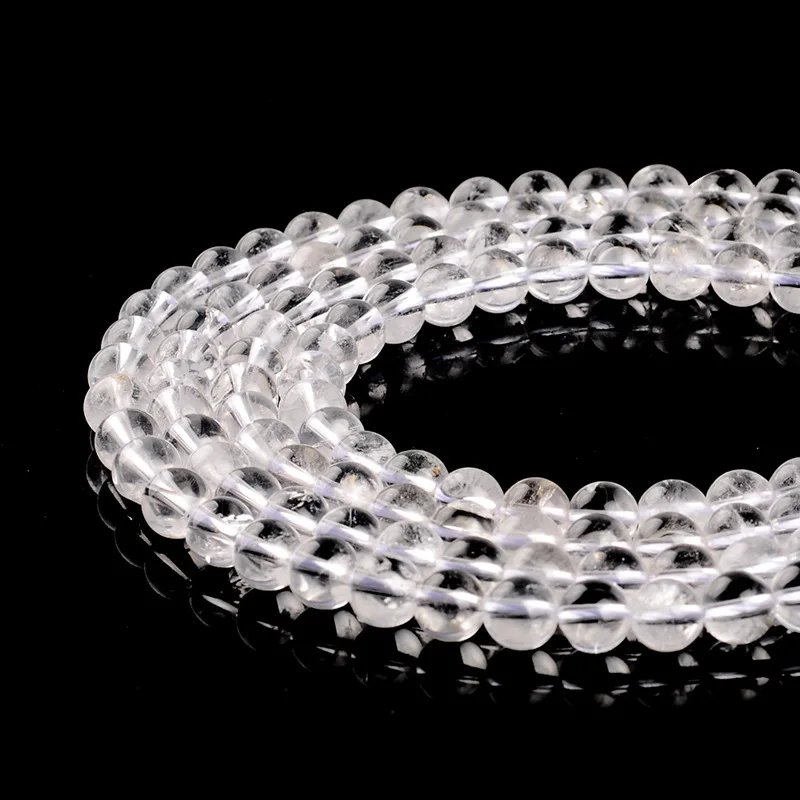 

High Quality Natural White Crystal Beads Round Rock Crystal Clear Quartz Beads Selectable 4/6/8/10/12/14MM for Jewelry Making