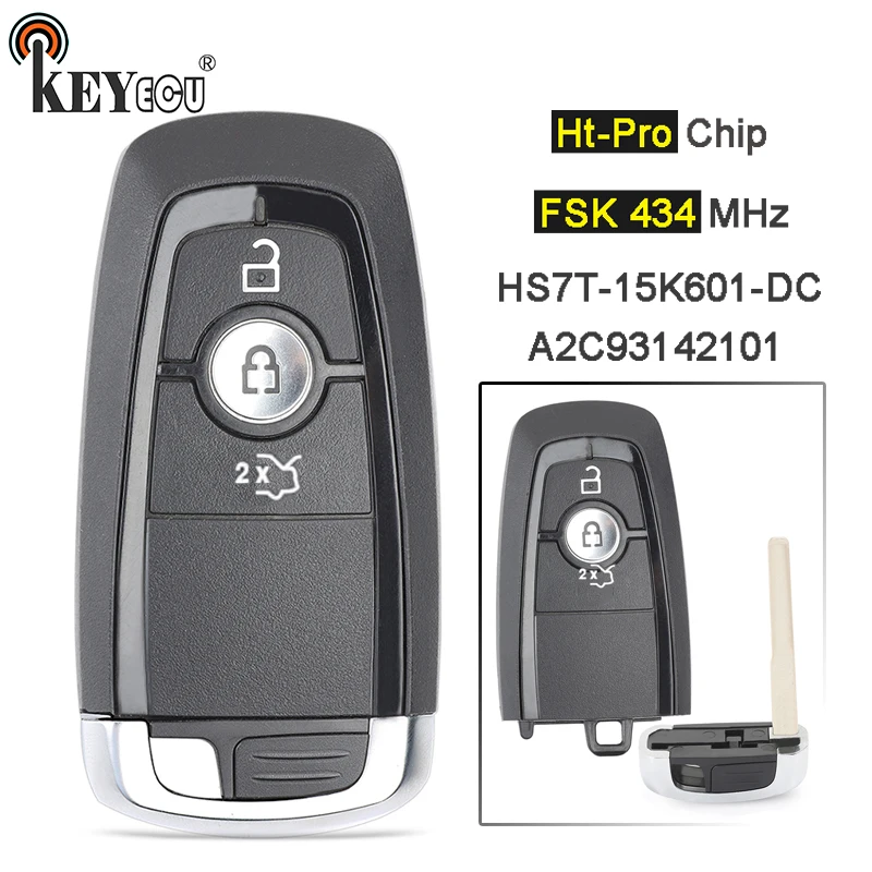 

KEYECU FSK 434MHz Ht-Pro Chip FCC: HS7T-15K601-DC A2C93142101 Replacement Keyless Smart Remote Key Fob for Ford Edge Mondeo