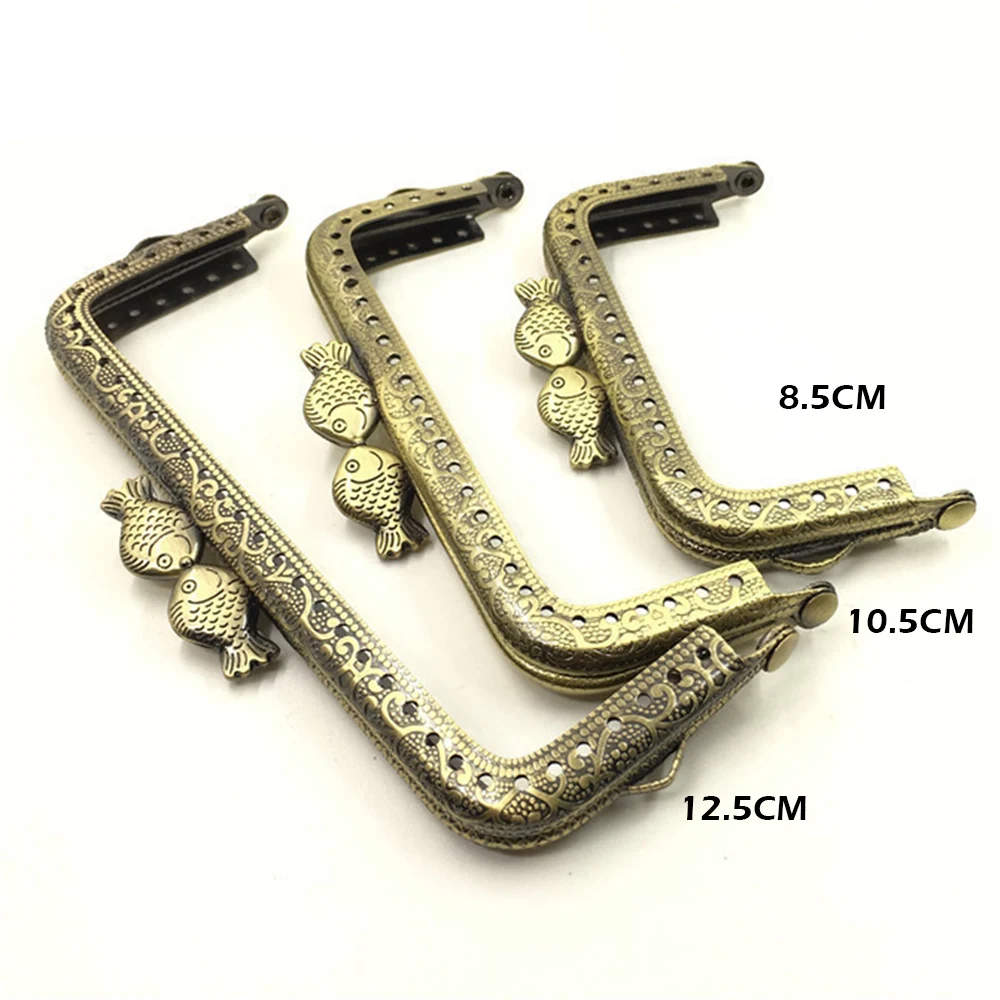 10PCS Metal Purse Frame Handle for Coin Clutch Bag Accessories Delicate Making Kiss Clasp Lock  Vintage  Fish Head