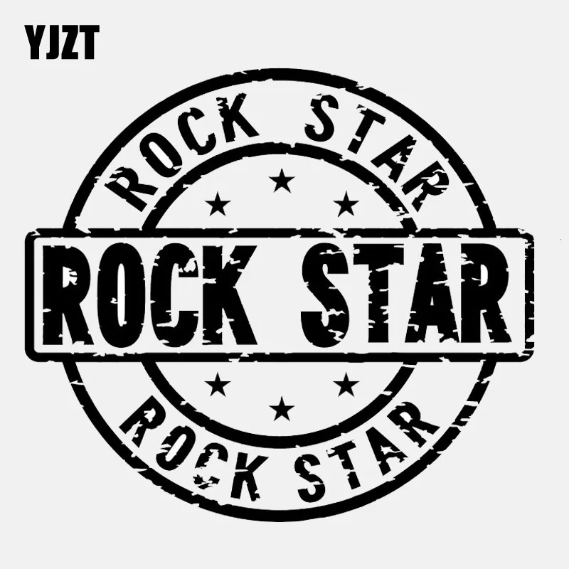 YJZT 15.2CM*13.6CM Fashion Rock Star Round Window Vinyl Black/Silver Car Sticker C22-0670