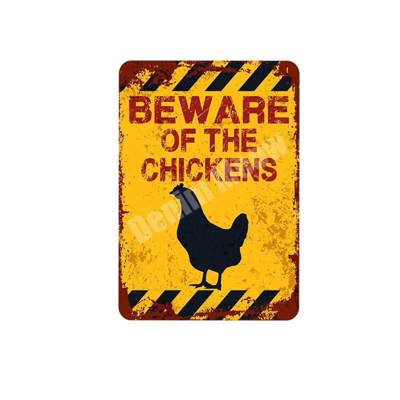 BEWARE of Cat Retro Metal Plates, Yard, Zoo, Kitchen Signs, Turtle, Bird Wall Art Decor, Bat, Wolf Vintage Tin Painting