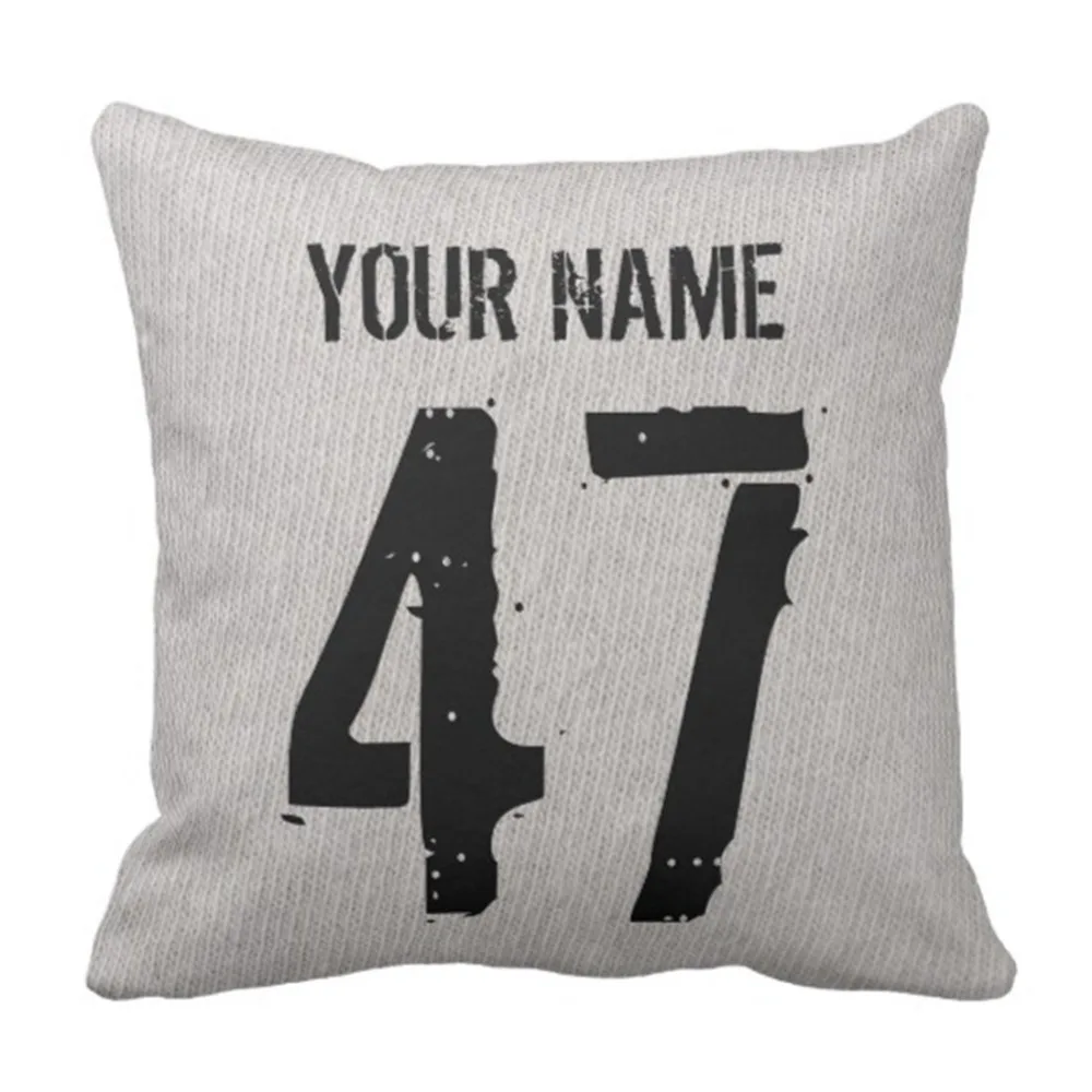 Throw Pillow Cover Designs Typographic Hockey Player to Name Decorative Pillow Case Home Decor Square 16 x 16 Inch Pillowcase