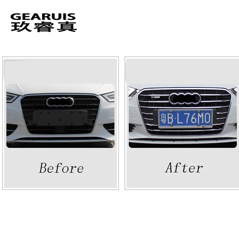For Audi A3 8v Sedan Car Front Air Grille Cover Trim Strips Exterior auto Accessories Stainless Steel Decoration Sequin styling