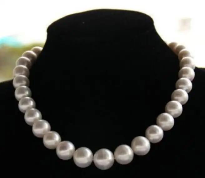 

free shipping noble jewelr 12-14mm natural tahitian south sea white pearl necklace 45cm 14k