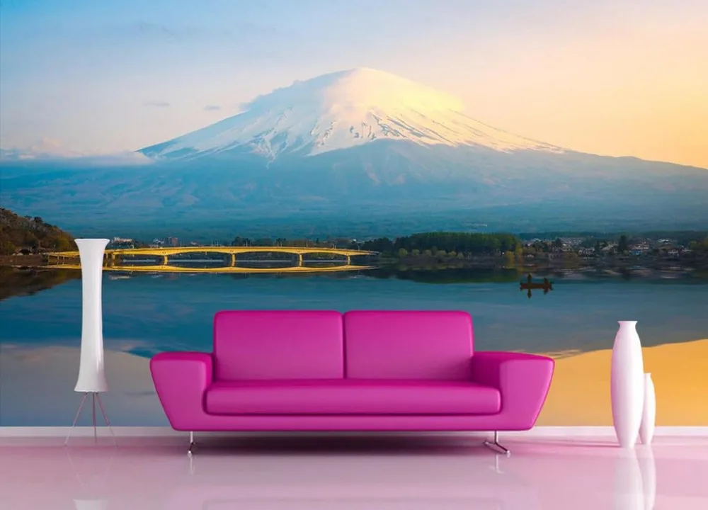 

Custom 3d mural wallpaper Mount Fuji Landscape Photo wallpaper custom wallpaper TV setting wall of sitting room sofa