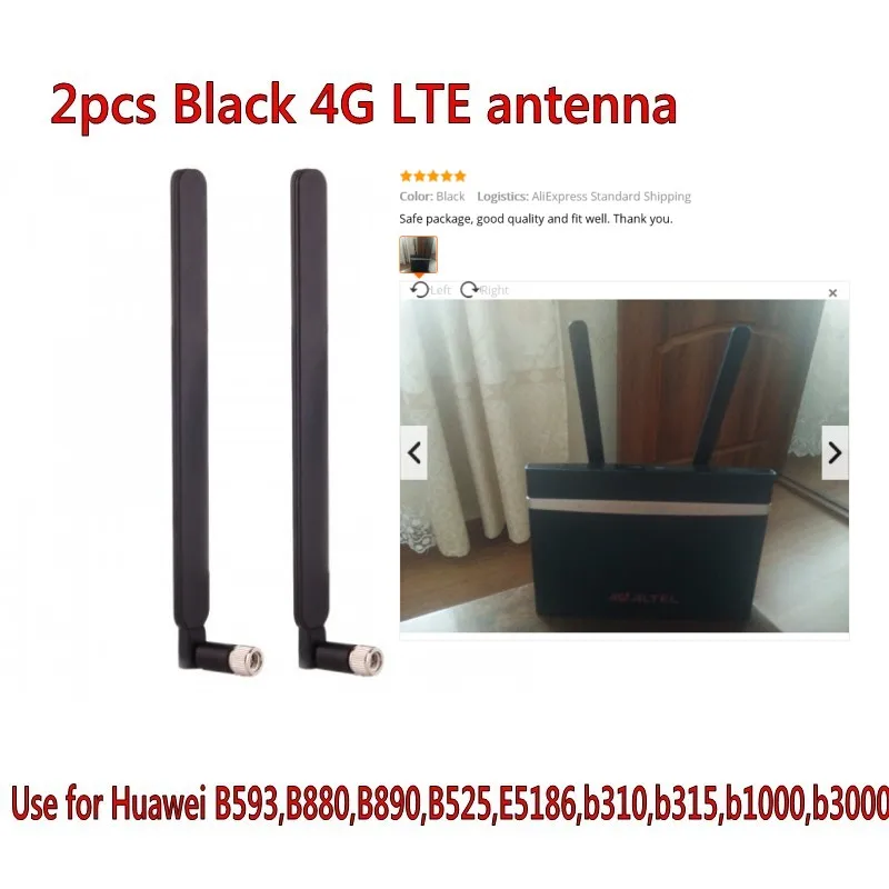 2 Buah B593 5dBi SMA Male Antena untuk 4G LTE Router As B593 E5186 B315 B310 B525 (Putih/Hitam)